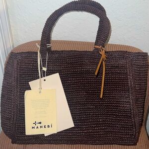 Manebi Small Raffia Sunset Bag Chocolate